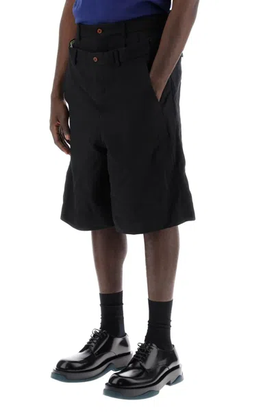 Shop Comme Des Garçons Homme Deux Comme Des Garcons Homme Plus Layered Bermuda Shorts In Black