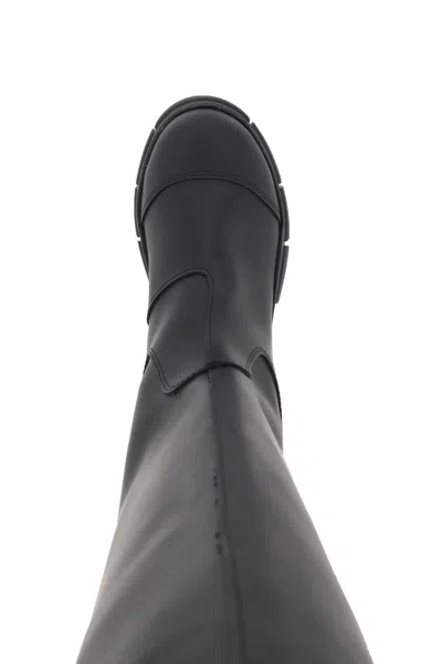 Shop Ganni Recycled Rubber Country Boots In Black