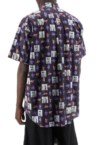 Shop Comme Des Garçons Shirt Comme Des Garcons Shirt Short Sleeved Shirt With Andy Warhol Print In Pink,purple