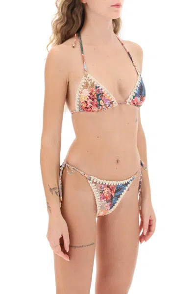 Shop Zimmermann Devi Crochet Bikini Set In 多色的