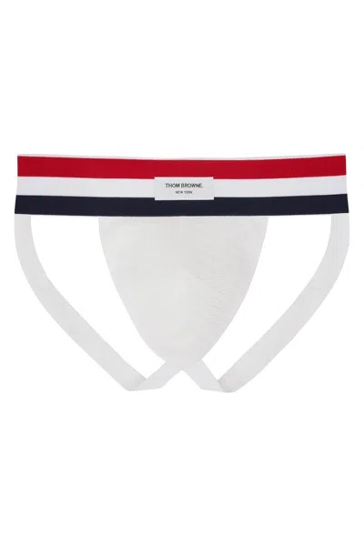 Shop Thom Browne Jockstrap With Tricolor Band In 白色的