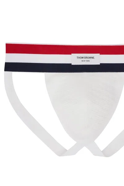Shop Thom Browne Jockstrap With Tricolor Band In 白色的