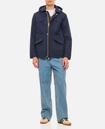 Shop K-way Erhal Linen Blend Jacket In Blue