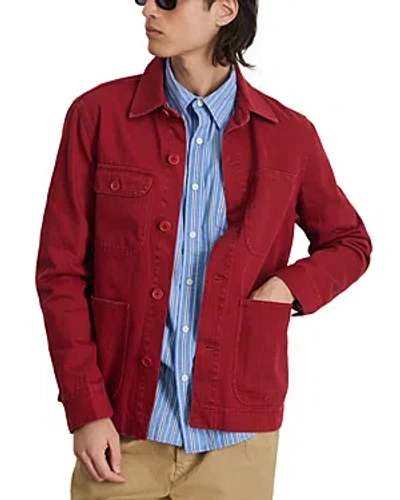 Shop Alex Mill Garment Dyed Denim Work Jacket In Dark Crimson