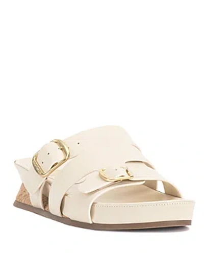 Shop Vince Camuto Women's Freoda Leather Slide Sandals In White