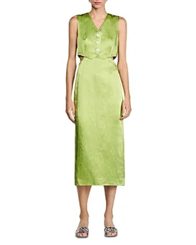 Shop Sandro Abby Cutout Midi Dress In Olive Green