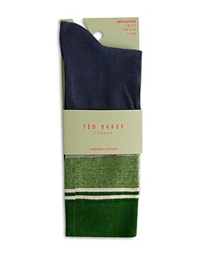 Shop Ted Baker Striped Pattern Socks In Dark Green