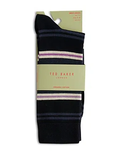 Shop Ted Baker Sokkfiv Striped Pattern Socks In Navy