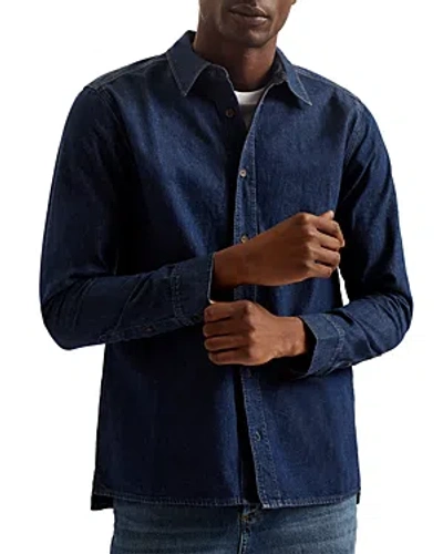 Shop Ted Baker Relaxed Fit Button Front Long Sleeve Denim Shirt In Blue