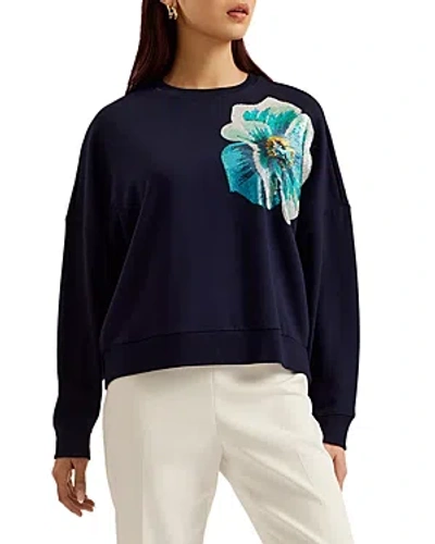 Shop Ted Baker Bayleyy Sequin Sweatshirt In Navy