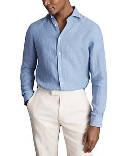 Shop Reiss Ruban Long Sleeve Button Front Shirt In Sky Blue