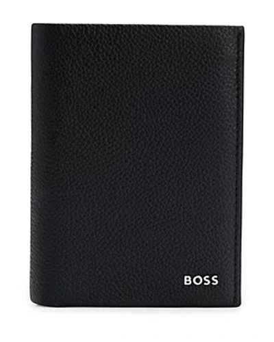 Shop Hugo Boss Highway Vertical Trifold Leather Wallet In Black