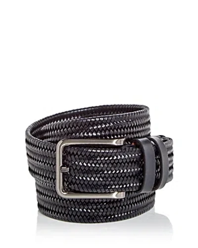 Shop Magnanni Astoria Woven Stretch Leather Belt In Navy