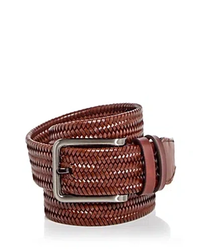 Shop Magnanni Astoria Woven Stretch Leather Belt In Cuero