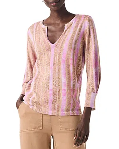 Shop Nic + Zoe Nic+zoe Rolling Dunes Three Quarter Sleeve Sweater In Pink Multi