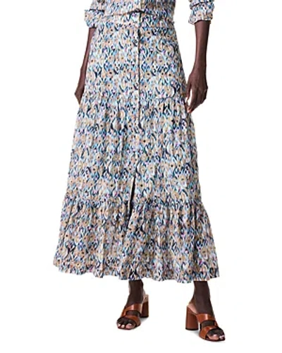 Shop Nic + Zoe Nic+zoe Up Beat Ikat Crinkled Maxi Skirt In Blue Multi
