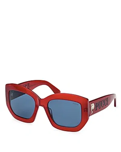Shop Pucci Geometric Sunglasses, 54mm In Red/blue Solid