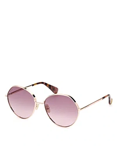 Shop Max Mara Menton Gradient Round Sunglasses, 57mm In Gold/violet