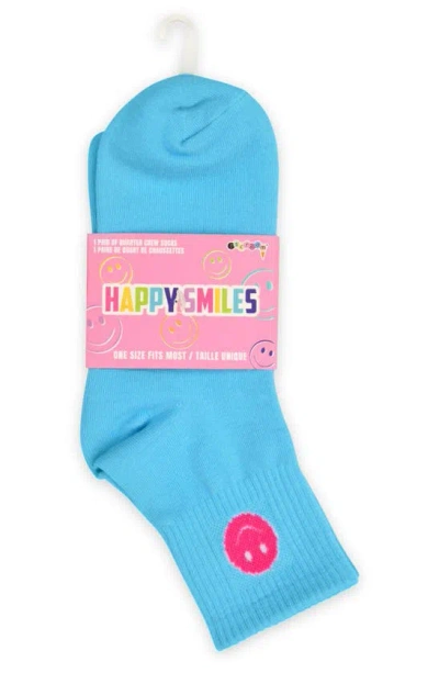 Shop Iscream Kids' Happy Smiles Crew Socks In Blue Multi