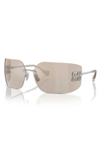 Shop Miu Miu 80mm Oversize Irregular Sunglasses In Silver