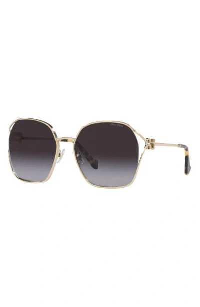 Shop Miu Miu 60mm Gradient Round Sunglasses In Gold/ Grey Flash