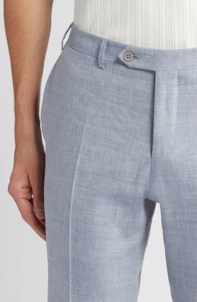 Shop Canali Milano Trim Fit Linen & Wool Dress Pants In Light Blue