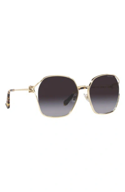 Shop Miu Miu 60mm Gradient Round Sunglasses In Gold/ Grey Flash