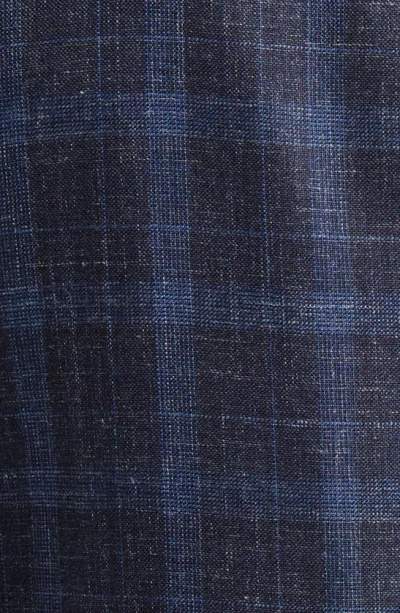 Shop Canali Kei Trim Fit Plaid Wool & Silk Blend Sport Coat In Blue