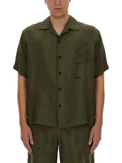 Shop Msgm Shirt With Logo In Green