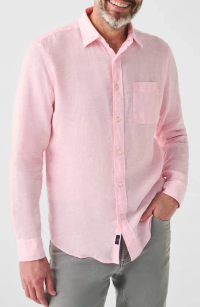 Shop Faherty Laguna Solid Linen Button-up Shirt In Shore Pink