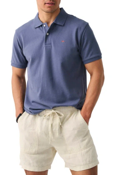 Shop Faherty Sunwashed Piqué Polo Shirt In Dusk