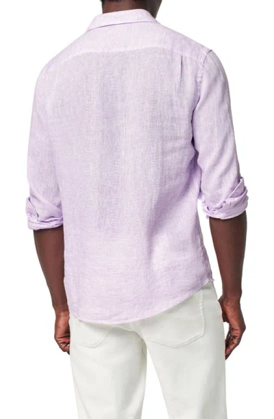Shop Faherty Laguna Linen Button-up Shirt In Lavender Melange