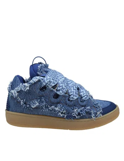 Shop Lanvin Sneakers In Denim Fabric In Denim Blue