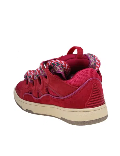 Shop Lanvin Suede And Fabric Sneakers In Watermelon