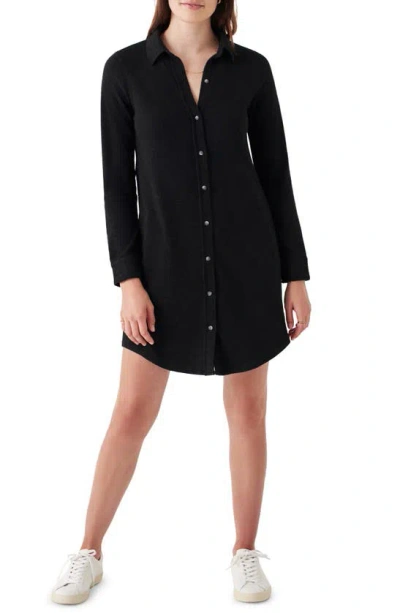 Shop Faherty Legend Long Sleeve Knit Shirtdress In Heathered Black Twill