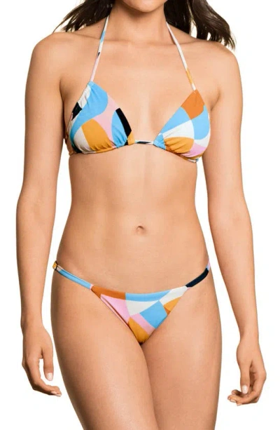 Shop Maaji Picasso Flash Reversible Cheeky Bikini Bottoms In Bright Blue Multi