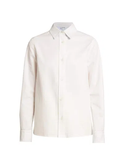 Shop Loewe Women's Stretch Cotton Poplin Button-up Shirt In White