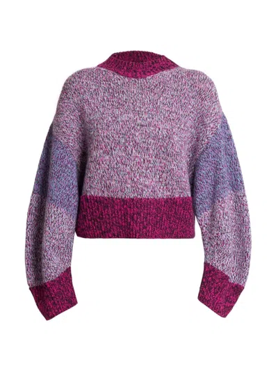 Shop Loewe Women's Colorblocked Marled Wool Sweater In Pink Multi