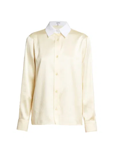 Shop Loewe Women's Silk & Cotton Button-up Shirt In Pale Banana