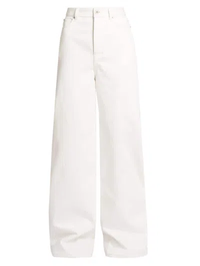 Shop Loewe Women's High-rise Wide-leg Jeans In White