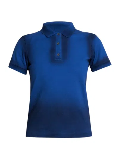 Shop Loewe Women's Faded Stretch Cotton Polo Shirt In Greek Blue