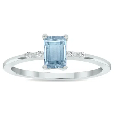 Shop Sselects Women's Aquamarine And Diamond Sparkle Ring In 10k White Gold