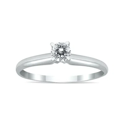 Shop Sselects 1/4 Carat Round Diamond Solitaire Ring In 14k White Gold L-m Color, I2-i3 Clarity