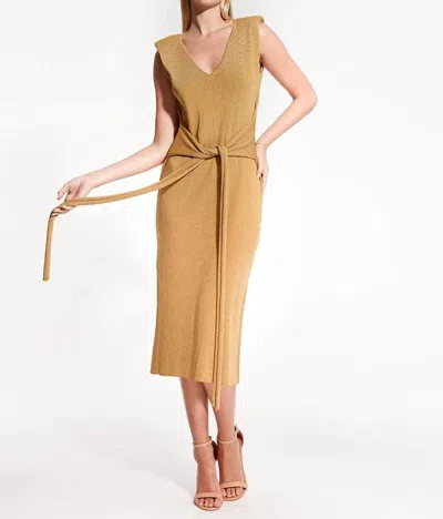 Shop As By Df Mare Knit Dress In Gold In Beige