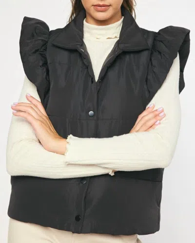 Shop Entro Flutter Sleeve Puffer Vest In Black