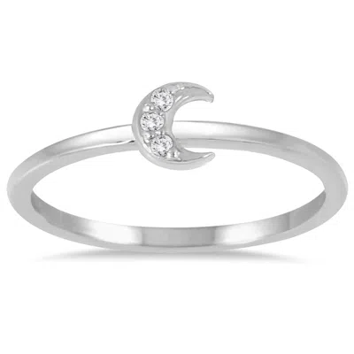 Shop Sselects Stackable Diamond Crescent Moon Ring In 14k White Gold