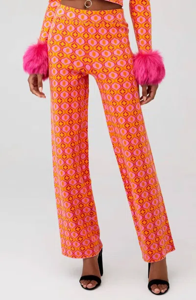 Shop Show Me Your Mumu Zermatt Sweater Pant In Pink Geo Jacquard In Orange