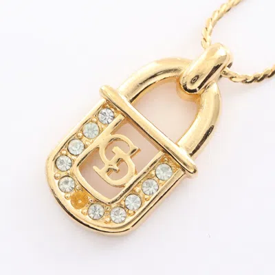 Shop Dior Cd Logo Necklace Gp Rhinestone Gold Clear In Multi