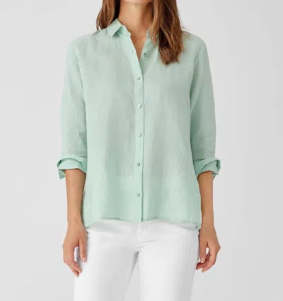 Shop Eileen Fisher Classic Collar Easy Top In Absinthe In Green