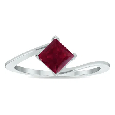 Shop Sselects Women's Solitaire Ruby Wave Ring In 10k White Gold